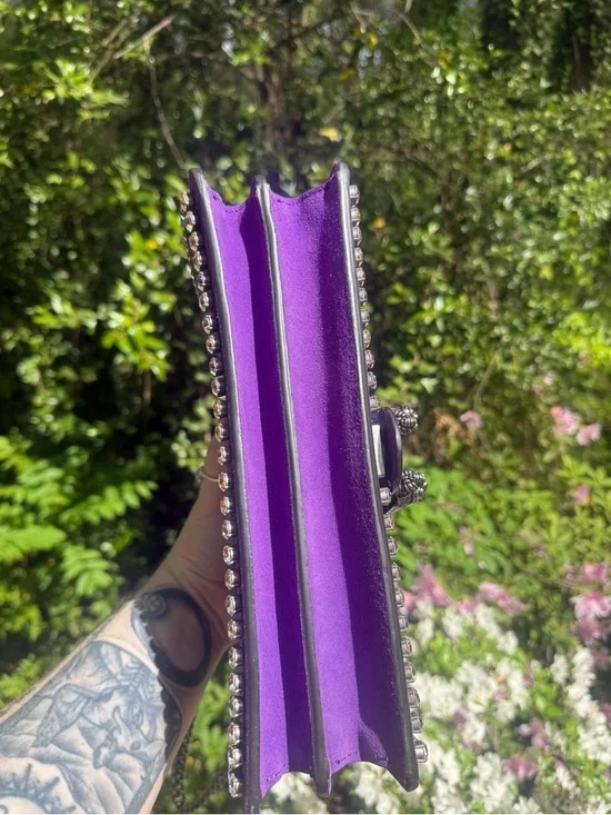 RARE Gucci Dionysus Purple Suede Crystal Chain Purse - Picture 8 of 15